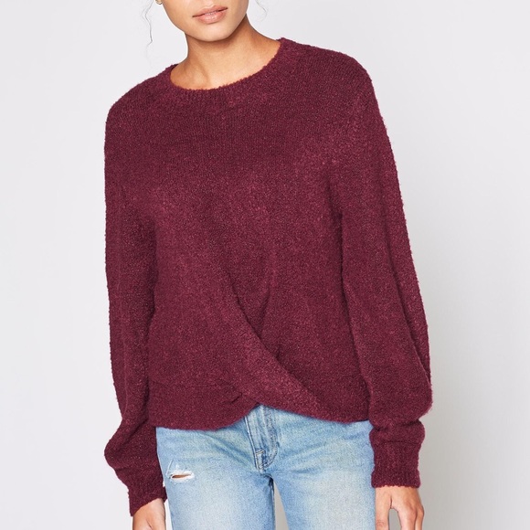 Joie Sweaters - NWT Joie Burgundy Knot Balloon Sleeve Sweater